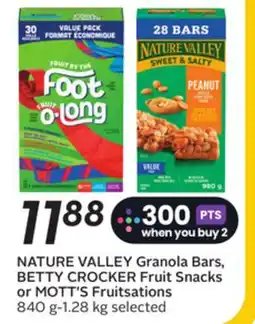Sobeys NATURE VALLEY Granola Bars, BETTY CROCKER Fruit Snacks or MOTT'S Fruitsations offer
