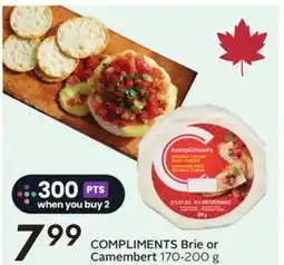 Sobeys COMPLIMENTS Brie or Camembert offer