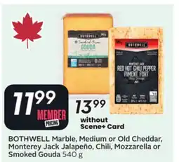 Sobeys BOTHWELL Marble, Medium or Old Cheddar, Monterey Jack Jalapeño, Chili, Mozzarella or Smoked Gouda offer