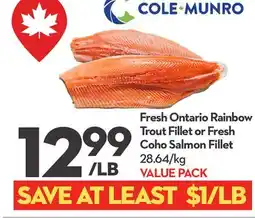 Longo's Fresh Ontario Rainbow Trout Fillet or Fresh Coho Salmon Fillet offer
