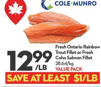 Longo's Fresh Ontario Rainbow Trout Fillet or Fresh Coho Salmon Fillet offer