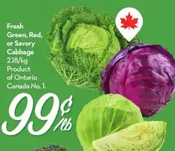 Longo's Fresh Green, Red, or Savory Cabbage offer