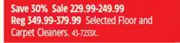 Canadian Tire Bissell Selected Floor and Carpet Cleaners offer