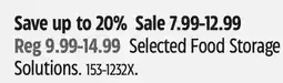 Canadian Tire Rubbermaid Selected Food Storage Solutions offer