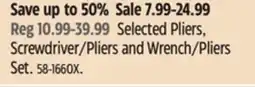 Canadian Tire Mastercraft Selected Pliers, Screwdriver/Pliers and Wrench/Pliers Set offer