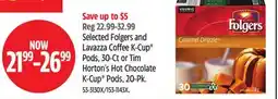 Canadian Tire Keurig Selected Folgers and Lavazza Coffee K-Cup Pods offer