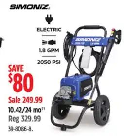 Canadian Tire Simoniz 2050 PSI Electric Pressure Washer with Foam Blaster offer