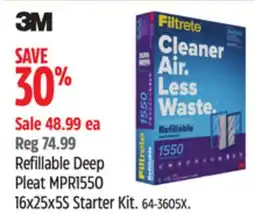 Canadian Tire 3M Refillable Deep Pleat MPR1550 16x25x5S Starter Kit offer