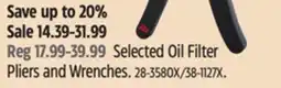 Canadian Tire Selected Oil Filter Pliers and Wrenches offer