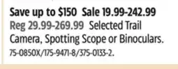 Canadian Tire Spypoint Selected Trail Camera, Spotting Scope or Binoculars offer