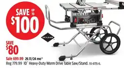 Canadian Tire Skilsaw 10˝ Heavy-Duty Worm Drive Table Saw/Stand offer