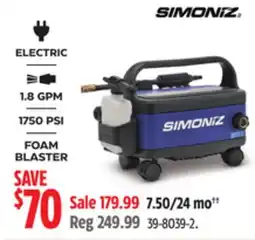 Canadian Tire Simoniz ELECTRIC 1.8 GPM 1750 PSI FOAM BLASTER offer