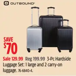 Canadian Tire 3-Pc Hardside Luggage Set: 1 large and 2 carry-on luggage offer