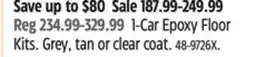 Canadian Tire Rust-Oleum 1-Car Epoxy Floor Kits. Grey, tan or clear coat offer