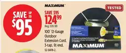 Canadian Tire 100´ 12-Gauge Outdoor Extension Cord. 3-tap, lit end offer