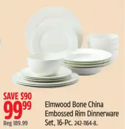 Canadian Tire Elmwood Bone China Embossed Rim Dinnerware Set, 16-Pc offer