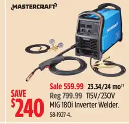 Canadian Tire Mastercraft 115V/230V MIG 180i Inverter Welder offer