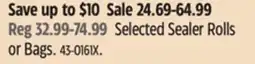 Canadian Tire Selected Sealer Rolls or Bags offer