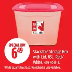 Canadian Tire Stackable Storage Box with Lid, 63L, Red/ White offer