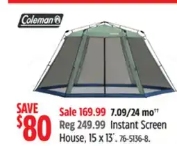 Canadian Tire Coleman Instant Screen House, 15 x 13´ offer