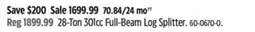 Canadian Tire Champion 28-Ton 301cc Full-Beam Log Splitter offer