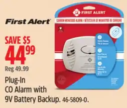 Canadian Tire First Alert CO Alarm with 9V Battery Backup offer
