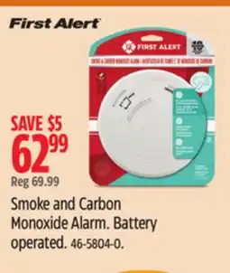 Canadian Tire First Alert Smoke and Carbon Monoxide Alarm. Battery operated offer