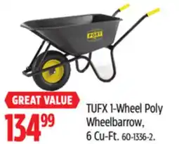 Canadian Tire TUFX 1-Wheel Poly Wheelbarrow, 6 Cu-Ft offer
