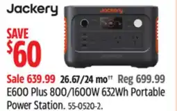 Canadian Tire Jackery E600 Plus 800/1600W 632Wh Portable Power Station offer