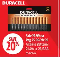 Canadian Tire Duracell Alkaline Batteries. 24/AA or 24/AAA offer