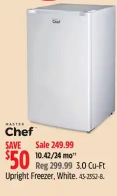 Canadian Tire MASTER Chef 3.0 Cu-Ft Upright Freezer, White offer