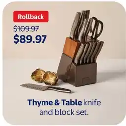 Walmart Thyme & Table knife and block set offer