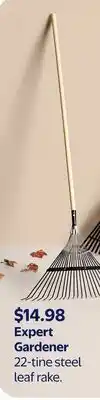 Walmart Expert Gardener 22-tine steel leaf rake offer