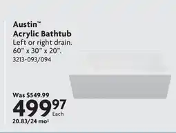 Home Hardware Austin Acrylic Bathtub offer