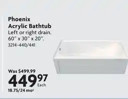 Home Hardware Phoenix Acrylic Bathtub offer
