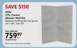 Home Hardware Utile 2 Pc. Corner Shower Wall Kit offer