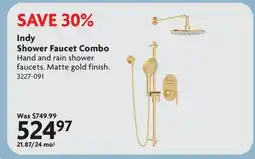 Home Hardware Indy Shower Faucet Combo offer