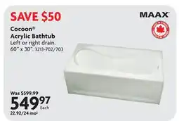 Home Hardware Cocoon Acrylic Bathtub offer