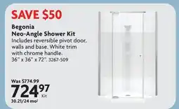 Home Hardware Begonia Neo-Angle Shower Kit offer