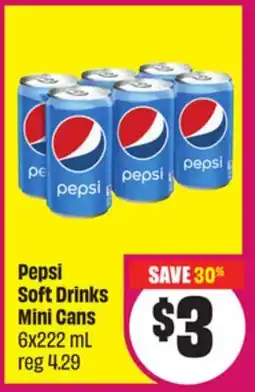Chalo FreshCo Pepsi Soft Drinks Mini Cans 6x222 mL offer
