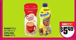 Chalo FreshCo Nesquik 540 g, 510-700 mL or Coffee Mate Powder 450 g offer