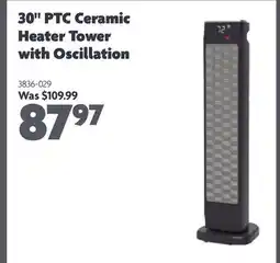 Home Hardware 30 PTC Ceramic Heater Tower with Oscillation offer
