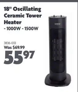 Home Hardware 18 Oscillating Ceramic Tower Heater offer