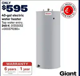 RONA Giant 40-gal electric water heater offer