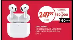 Shoppers Drug Mart APPLE AIRPODS 4th GENERATION with ACTIVE NOISE CANCELLATION & CHARGING CASE offer