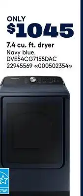 RONA SAMSUNG 7.4 cu. ft. dryer offer