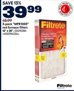 RONA FILTRETE 3-pack MPR1000 red furnace filters 16 x 25 offer