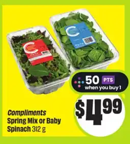 FreshCo Compliments Spring Mix or Baby Spinach 312 g offer
