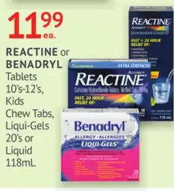 IDA Pharmacy REACTINE or BENADRYL offer