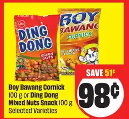 FreshCo Boy Bawang Cornick 100 g or Ding Dong Mixed Nuts Snack 100 g Selected Varieties offer